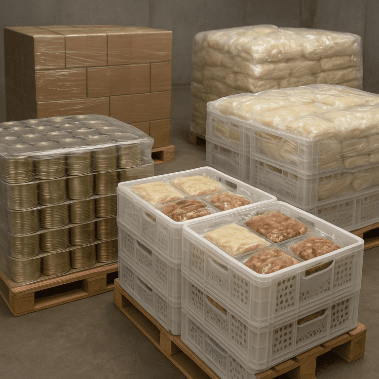 Jakie palety stosuje się w transporcie materiałów spożywczych w opakowaniach hermetycznych?